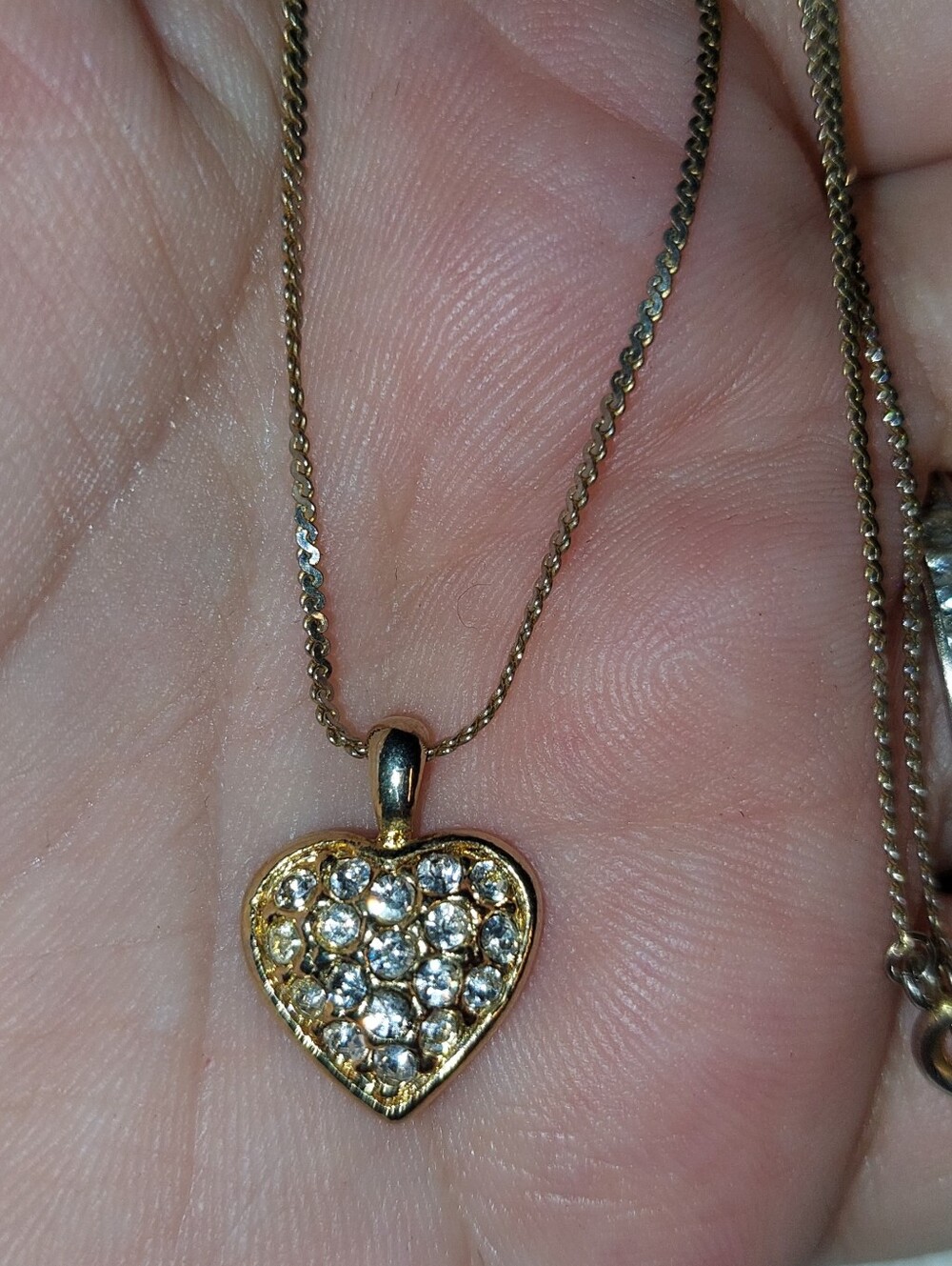 Goldtone Heart Crystal Pendant Necklace - Women Jewelry